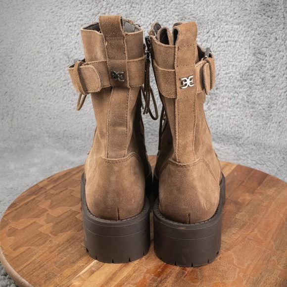 SAM EDELMAN Junip Brown Suede Combat Buckle Inside Zip Boot - Womens Size 7 - Picture 4 of 5